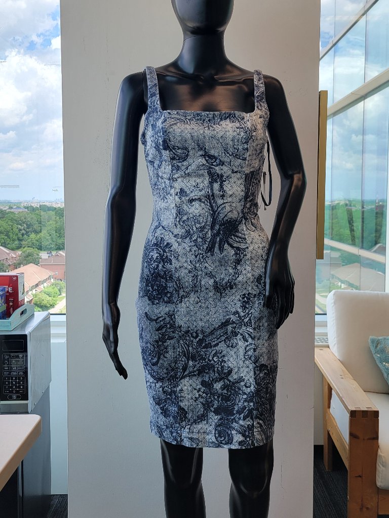 Guess's Rexa Mixed Print Square-Neck Denim Dress